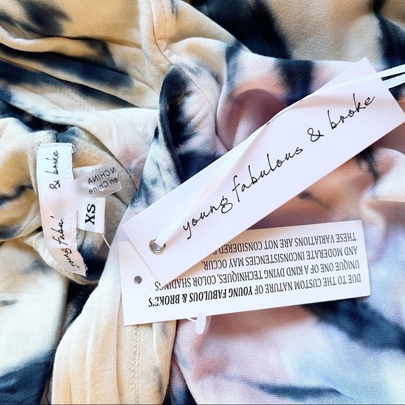 YOUNG FABULOUS & BROKE NWT Tie Dye Kelly Hoodie Size XS in Spiral Pink Lavender - Picture 15 of 16